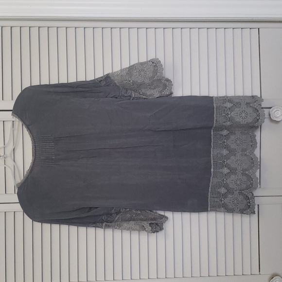 Johnny Was Boho Embroidered Lace Tunic Top, Grey, Size XS - Picture 7 of 13